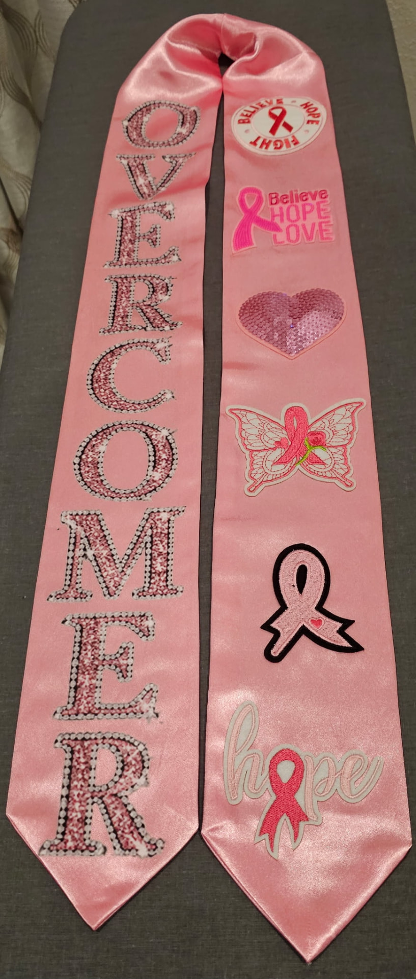 Pink Overcomer Breast Cancer Awareness Stole Sash